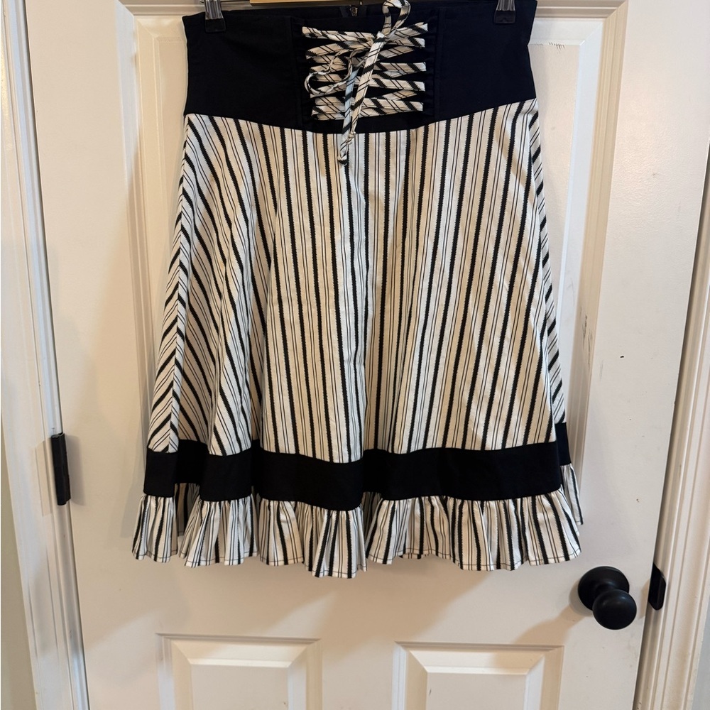 Striped Corset Skirt with Zipper Closure Medium